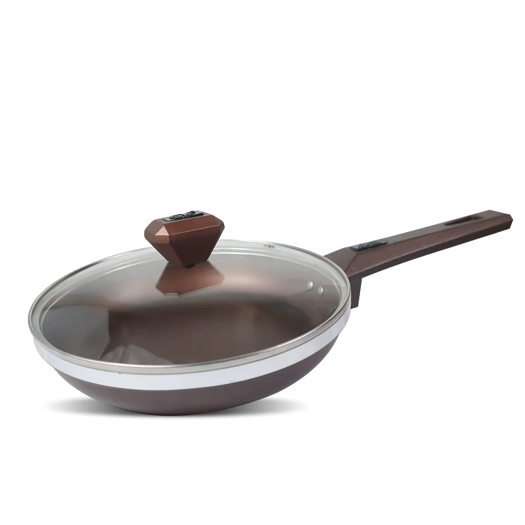 Daffodil_Frypan_with_Glass_Lid_-_Chocolate_1 Non Stick Daffodil Frypan with Glass Lid - Image 1